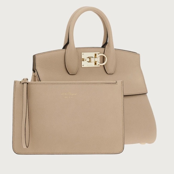 FERRAGAMO The Studio Bag CASHEW Authentic & NWT - Picture 10 of 17